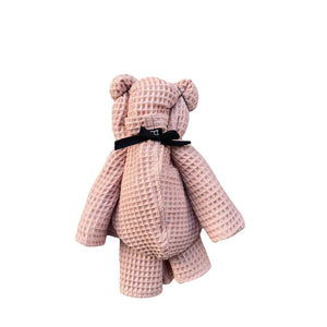 Badeponcho in Lachsfarben als Teddybär gebunden ist das perfekte Geschenk für Kinder